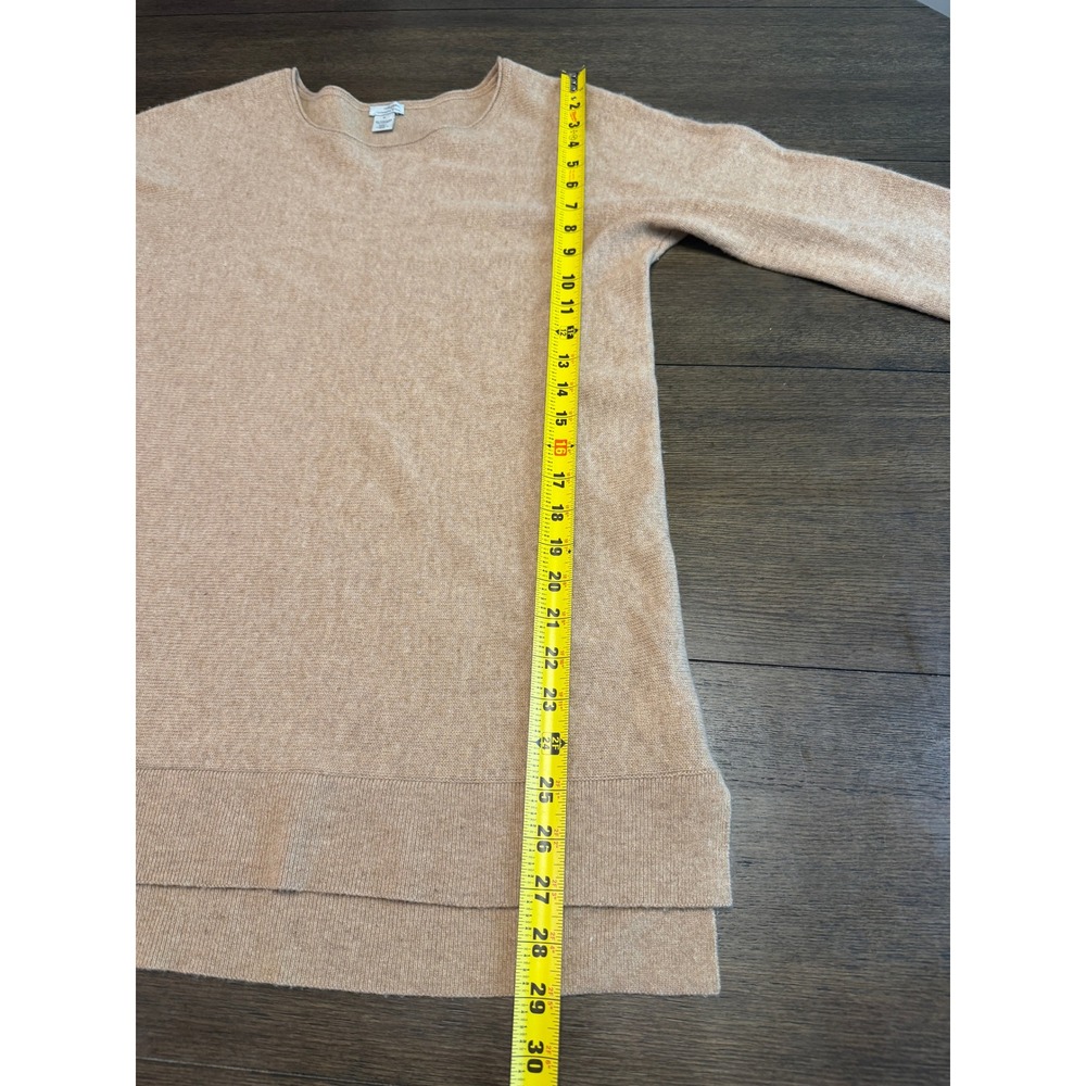 Halogen Cashmere Blend Wool Sweater Dress Tan Camel Crew Neck Long Sleeve M - Picture 7 of 7